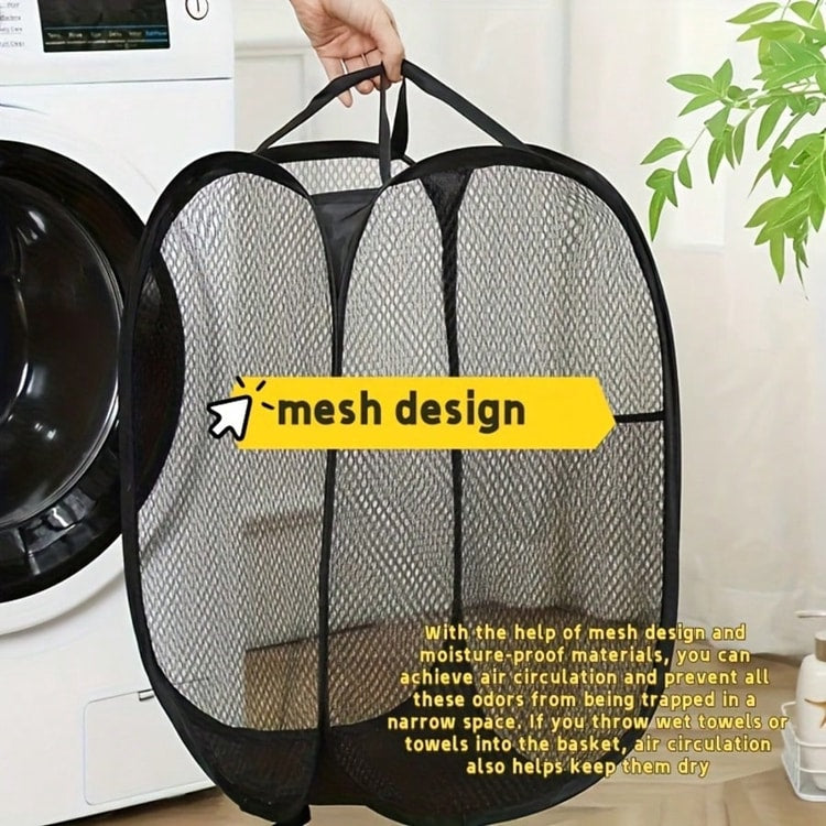 Foldable Laundry Basket Large Mesh Laundry Hamper Space Saving Storage Bin