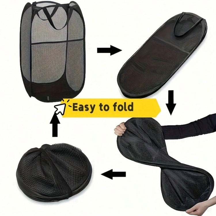 Foldable Laundry Basket Large Mesh Laundry Hamper Space Saving Storage Bin