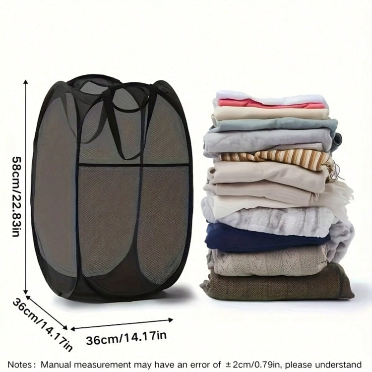 Foldable Laundry Basket Large Mesh Laundry Hamper Space Saving Storage Bin
