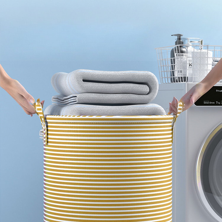Haundry Tall Collapsible Laundry Basket with Handles for Clothes Storage