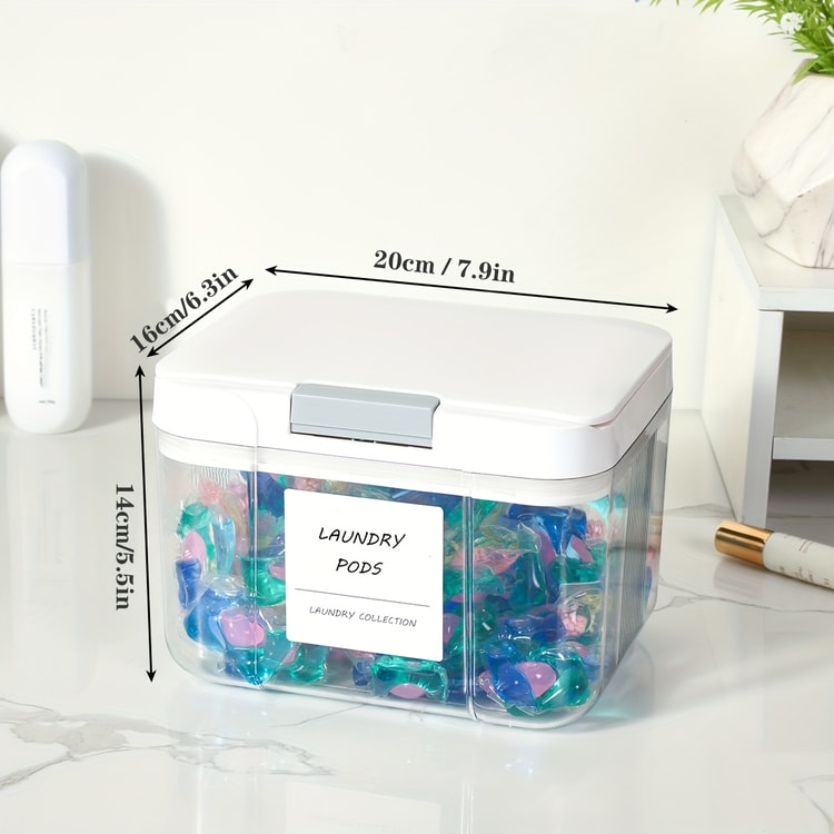 Laundry Pod Holder with Lid - Large Capacity Sealed Laundry Pod Container with Automatic Pop-Up, Convenient Storage Box