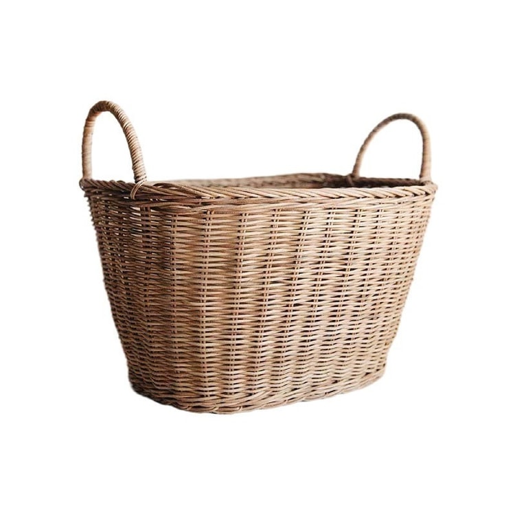 Large Rattan Laundry Basket Hand Woven Storage Hamper with Handles