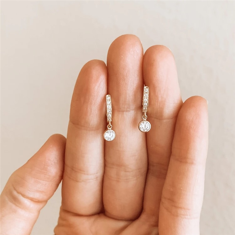 Huitan Elegant Gold Drop Earrings for Women
