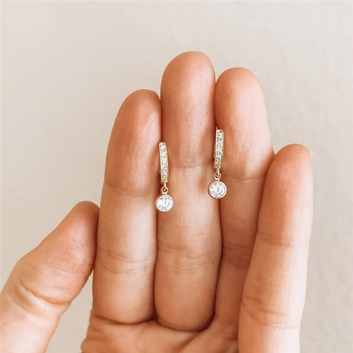 Huitan Elegant Gold Drop Earrings for Women