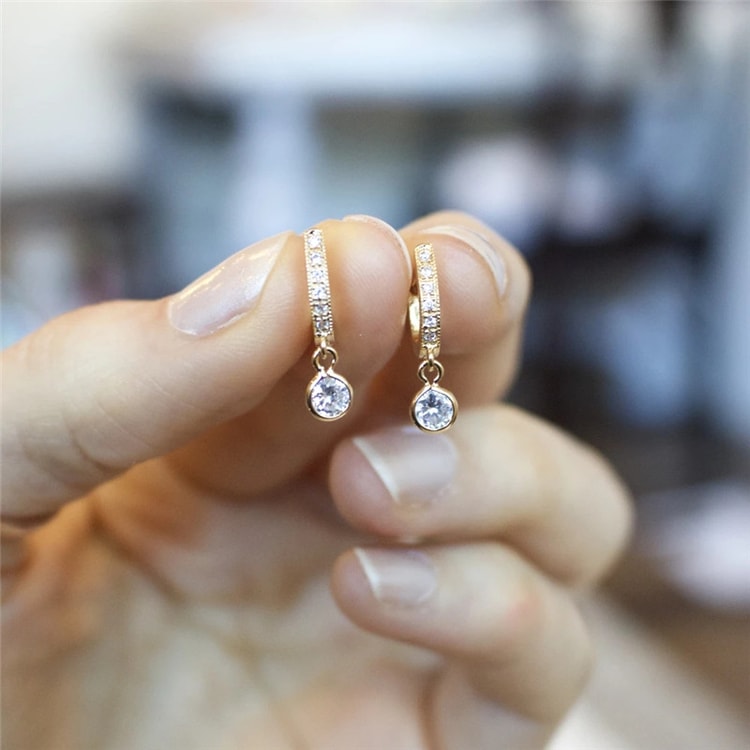 Huitan Elegant Gold Drop Earrings for Women